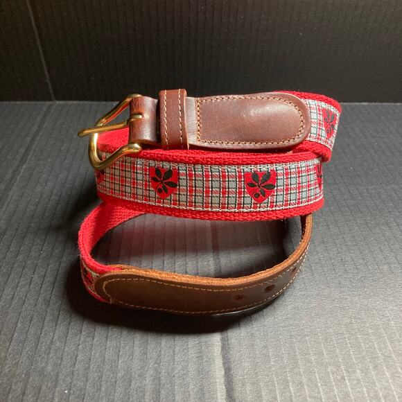 Buckeye Tartan SIZE 34 Red Ohio State University Official Tartan Belt. Pre-Owned - Picture 1 of 3